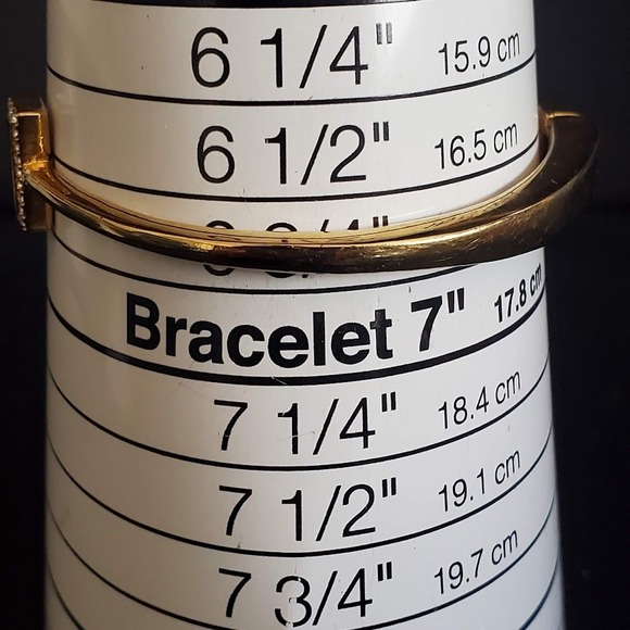 Kate Spade Gold Tone Crystal Pave Bar Open Hinged Bangle Bracelet - Picture 4 of 6